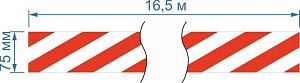 Опознавательная маркировочная лента красно-белая наклонная 75мм x 16,5м