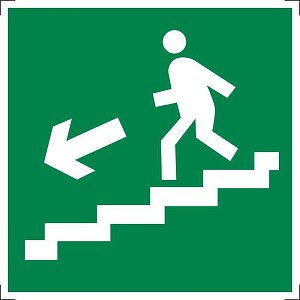 Знак фотолюминесцентный Направление к эвакуационному выходу по лестнице вниз (правосторонний)