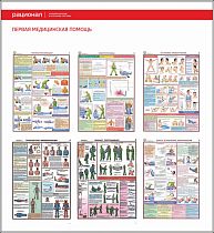Стенд Первая медицинская помощь 6 плакатов А3 (1100х1200; Пластик ПВХ 4 мм; Пластиковый белый)